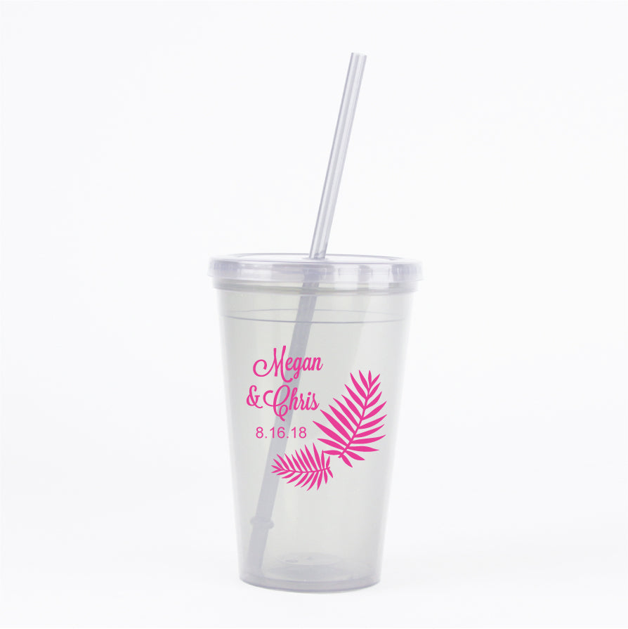 Palm leaf wedding tumblers