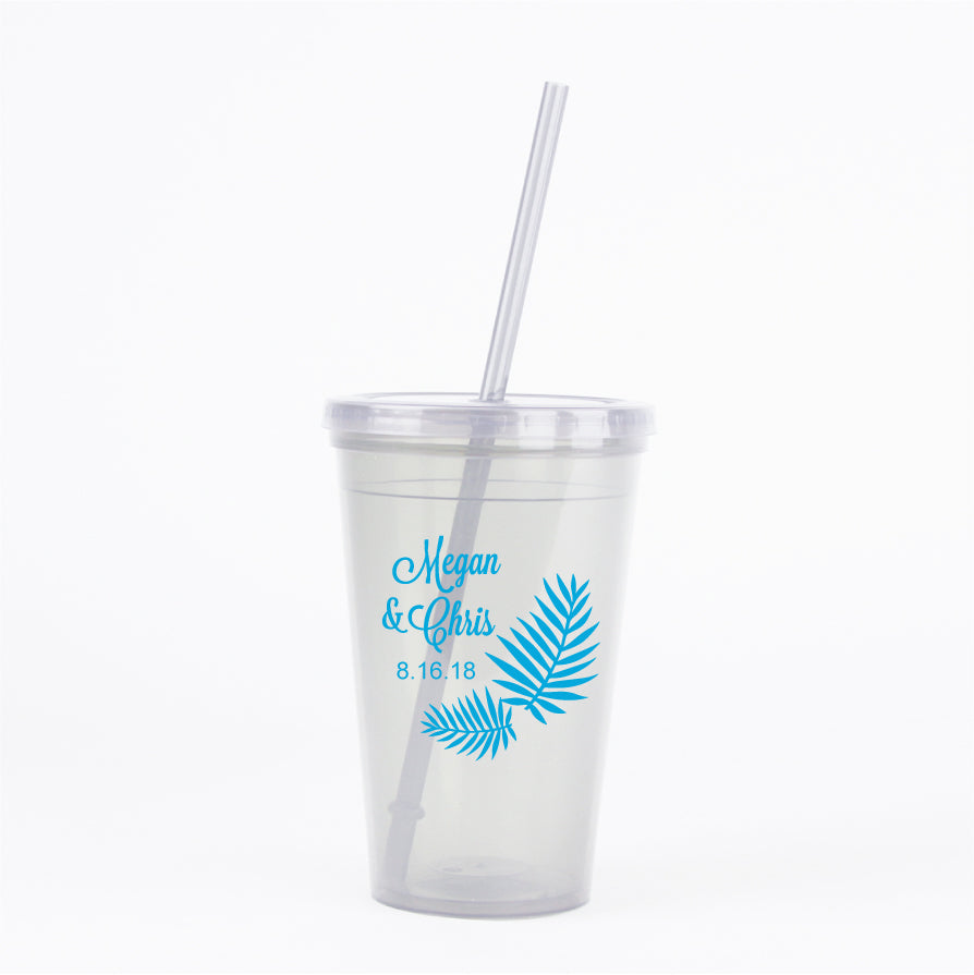 Palm leaf wedding tumblers