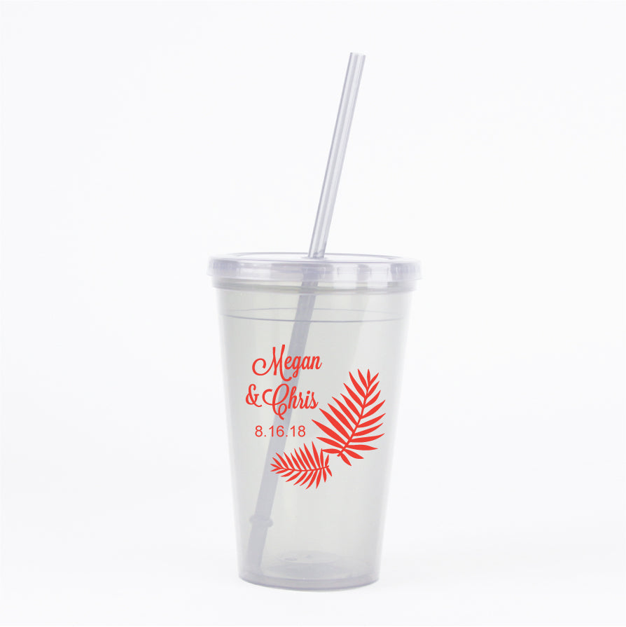 Palm leaf wedding tumblers