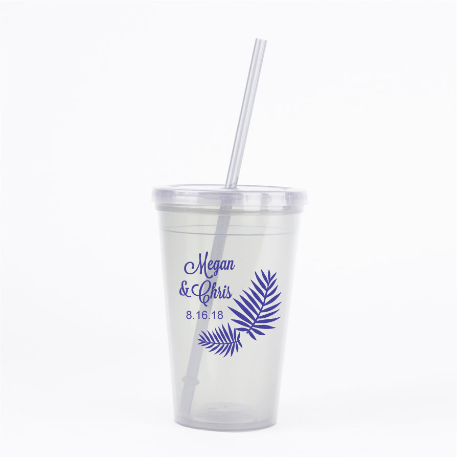 Palm leaf wedding tumblers