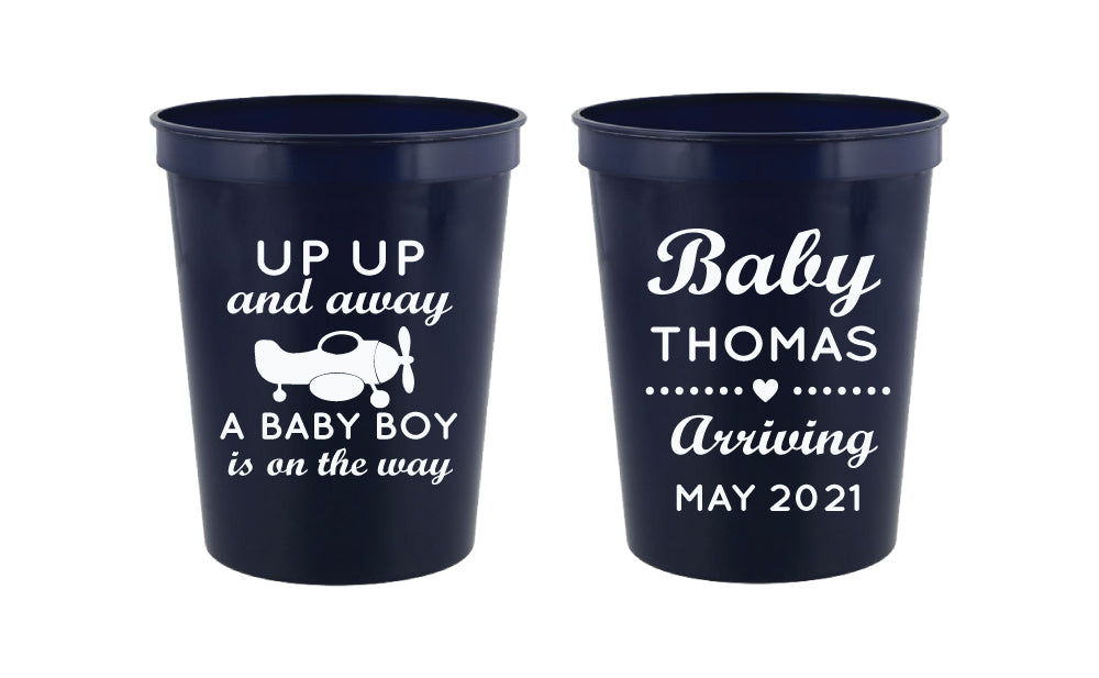 Vasos para baby shower con forma de avión