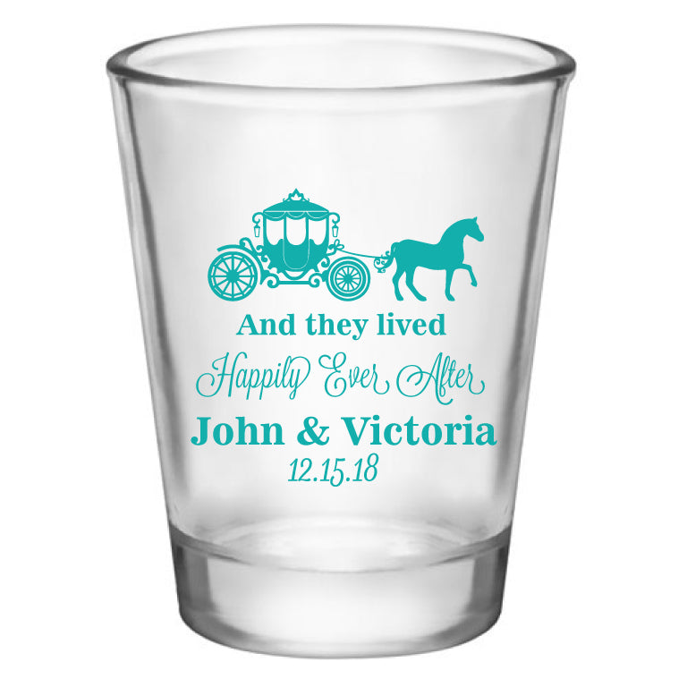 princess wedding favors, personalized shot glasses