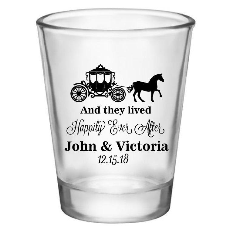 princess wedding favors, personalized shot glasses