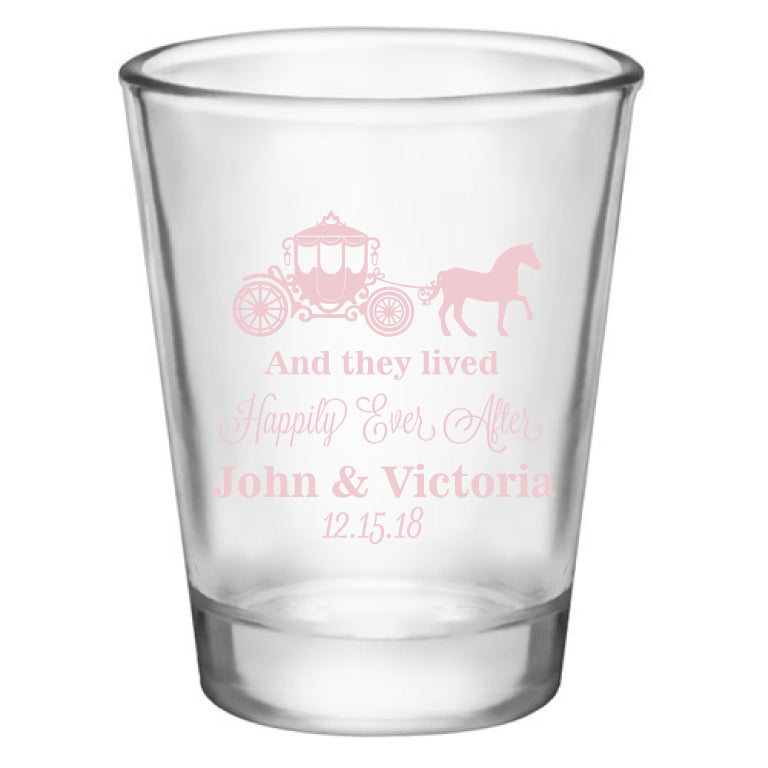 princess wedding favors, personalized shot glasses