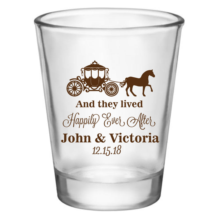 princess wedding favors, personalized shot glasses