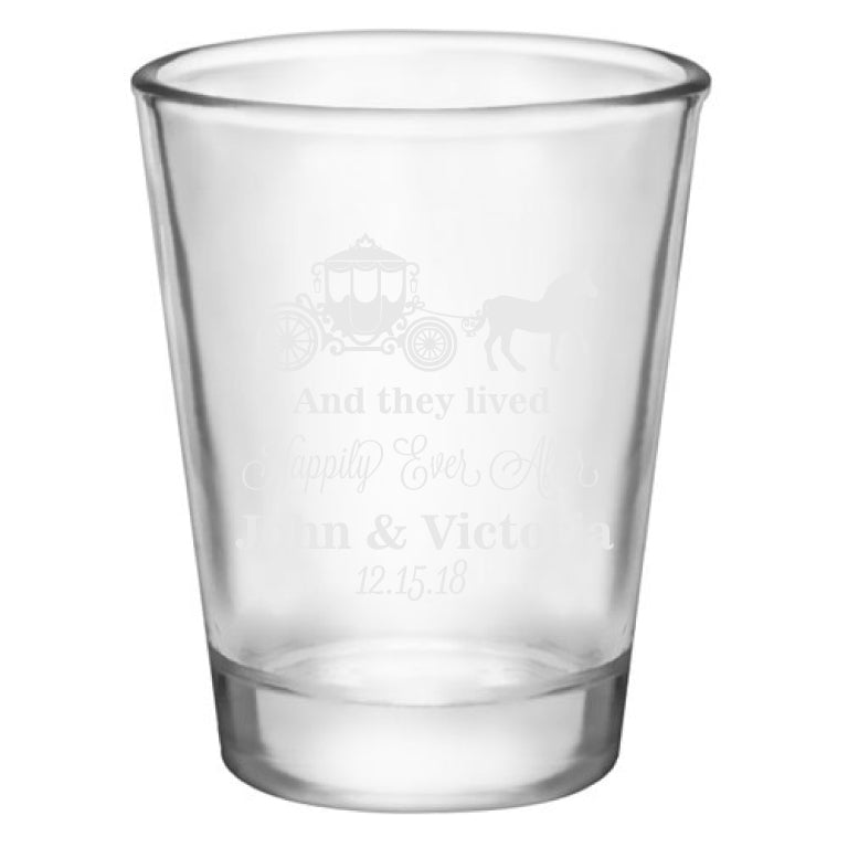 princess wedding favors, personalized shot glasses