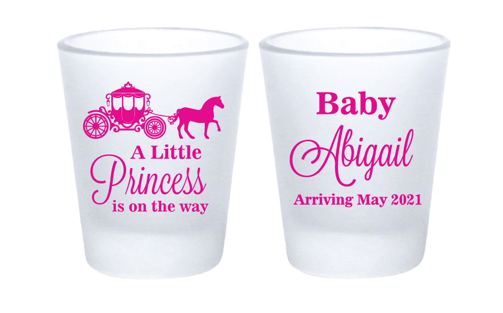 Personalized princess baby shower shot glasses