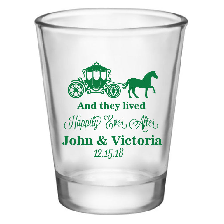 princess wedding favors, personalized shot glasses