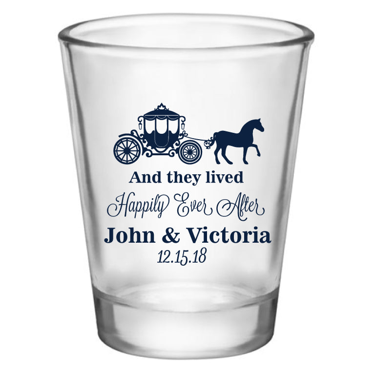 princess wedding favors, personalized shot glasses