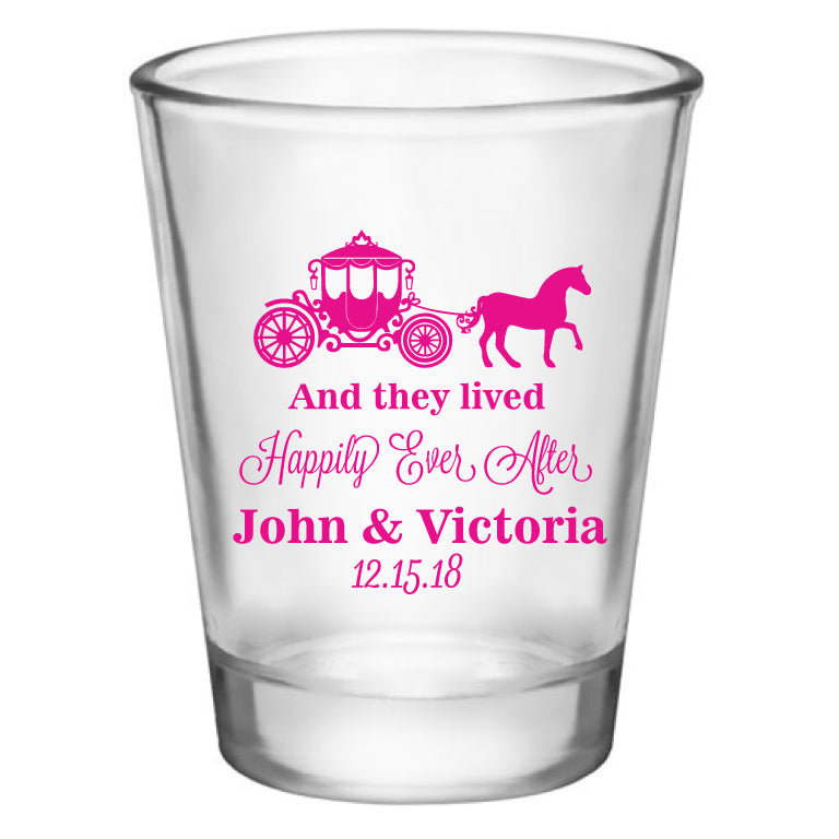 princess wedding favors, personalized shot glasses