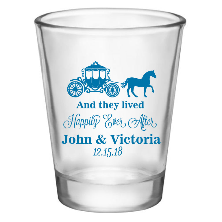 princess wedding favors, personalized shot glasses