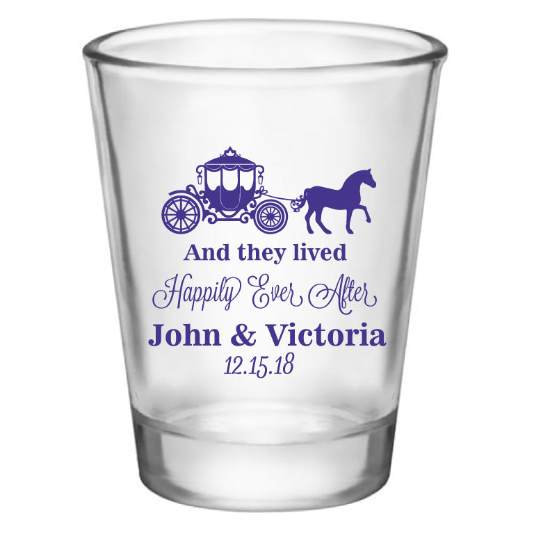 princess wedding favors, personalized shot glasses
