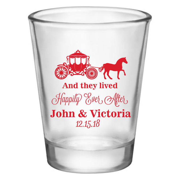 princess wedding favors, personalized shot glasses