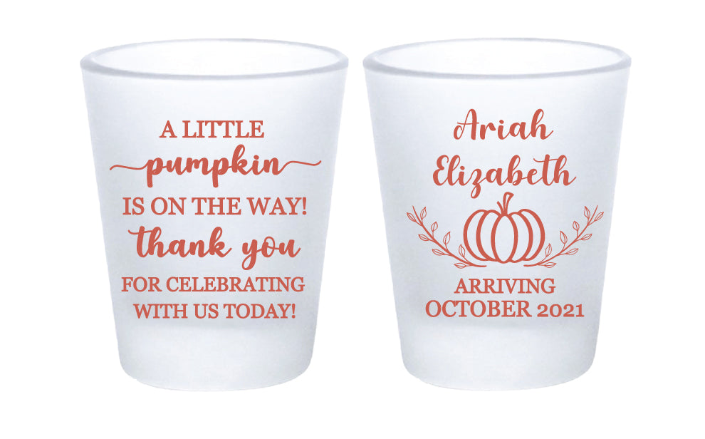 Little pumpkin baby shower shot glasses