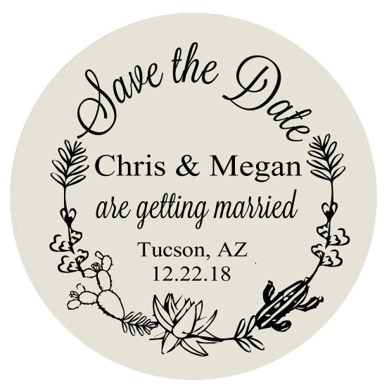 Save the date magnets, floral cactus themed save the dates, heavy paper magnets