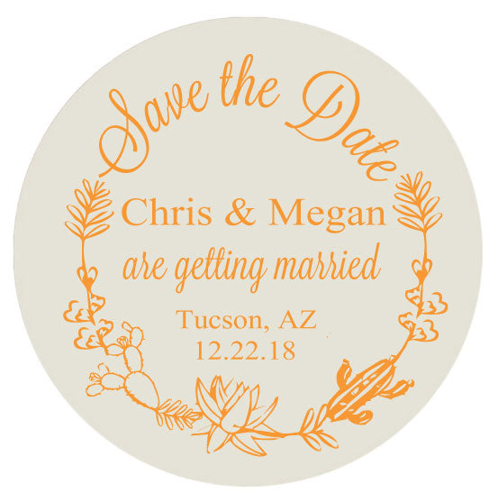 Wedding save the dates, cactus succulent themed wedding, personalized save the date magnets