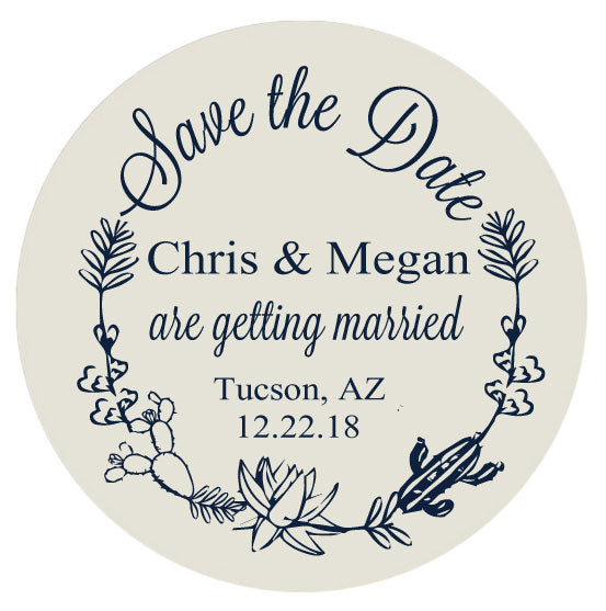 Wedding save the dates, cactus succulent themed wedding, personalized save the date magnets