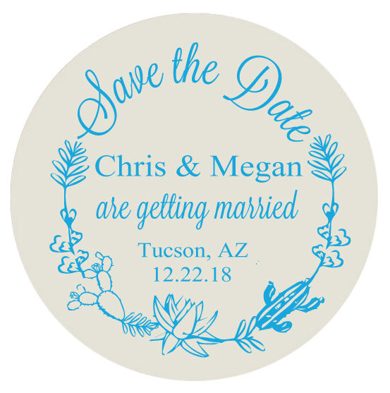 Wedding save the dates, cactus succulent themed wedding, personalized save the date magnets