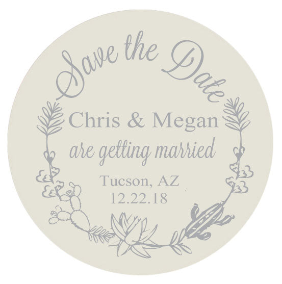 Wedding save the dates, cactus succulent themed wedding, personalized save the date magnets