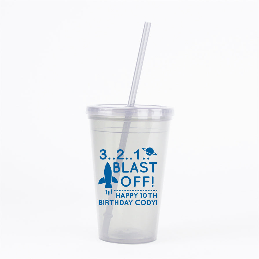 Space birthday tumblers