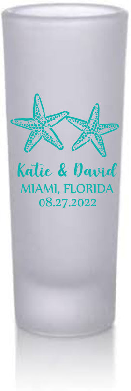 Vasos altos de chupito esmerilados - Boda en la playa