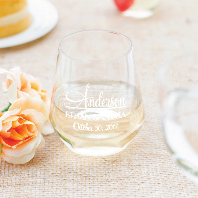 Wedding wine glasses, wedding favors, plastic stemless wine glasses, budget friendly