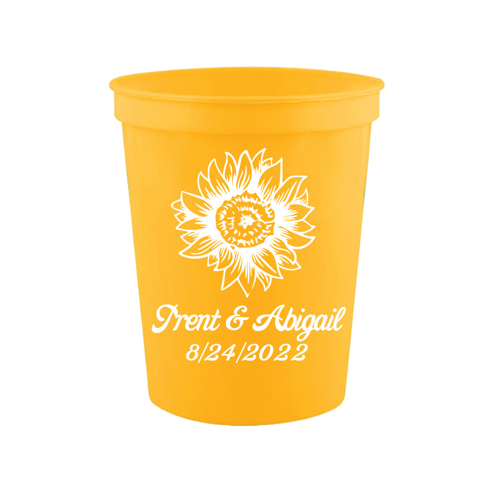Copas de boda con forma de girasol