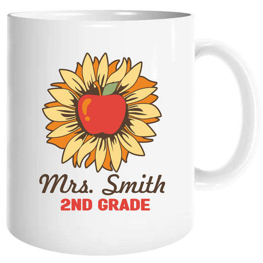 Personalized sunflower teacher mug