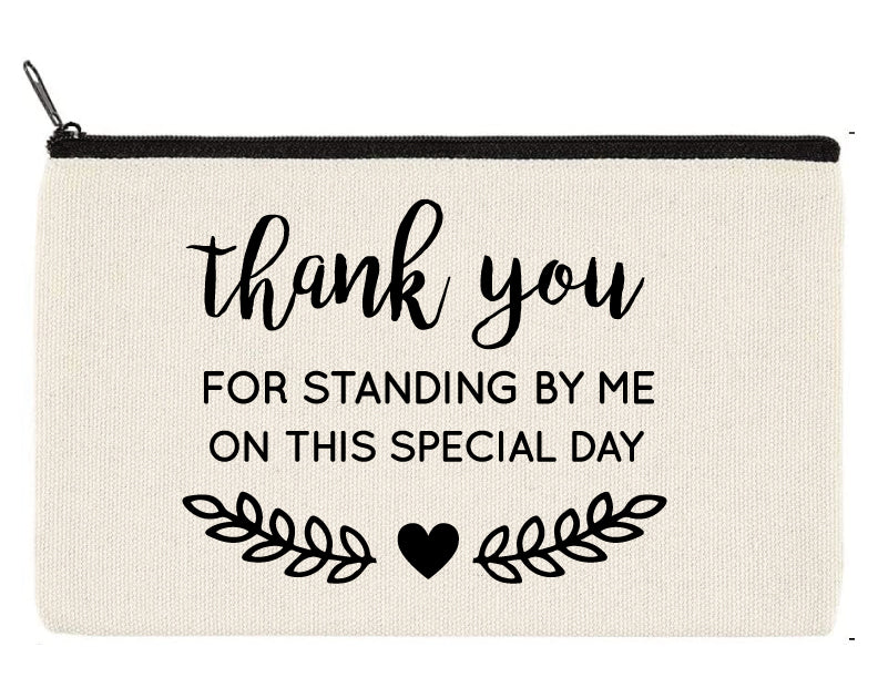 Wedding thank you makeup bags