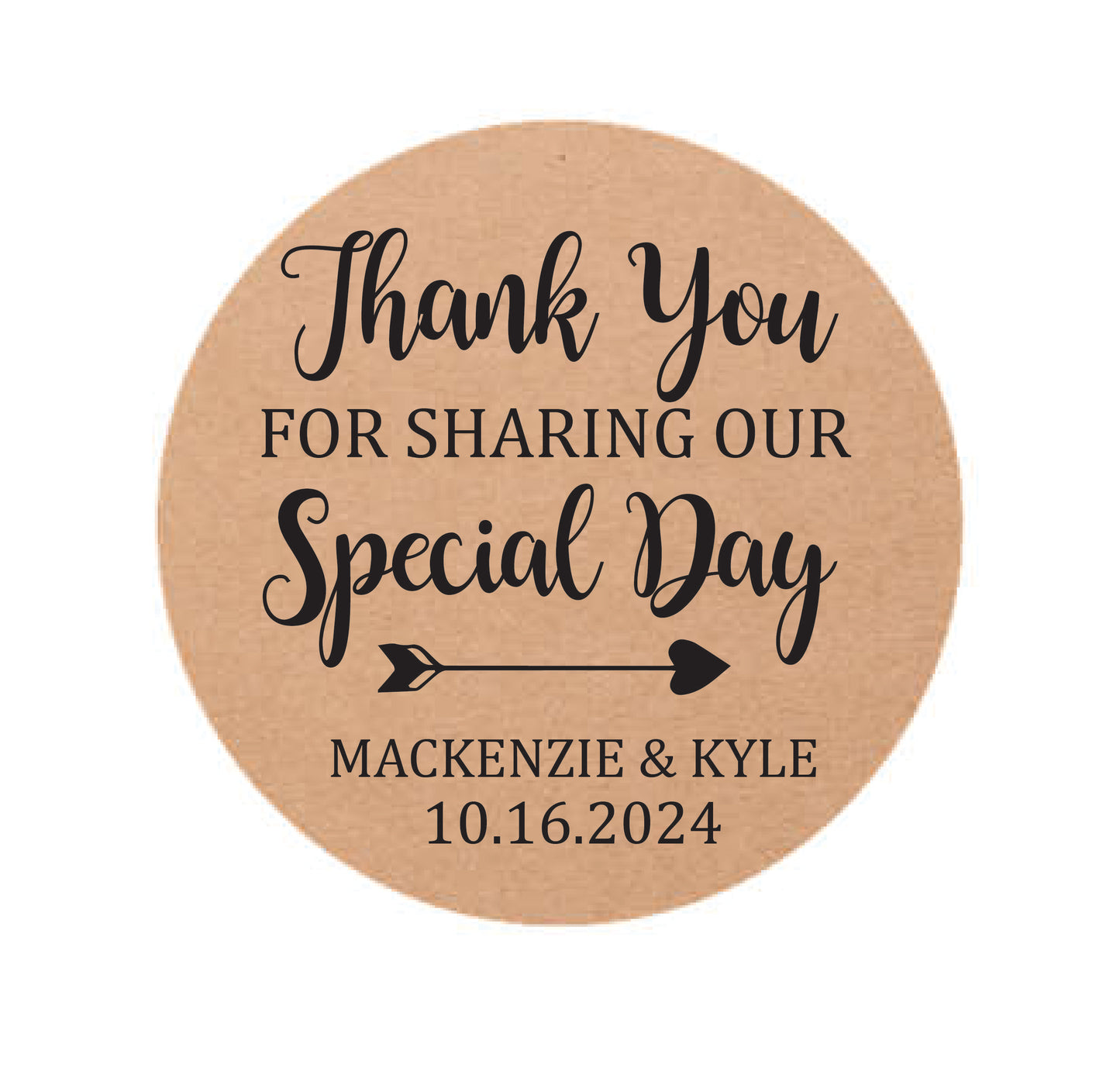 Wedding thank you stickers- brown kraft