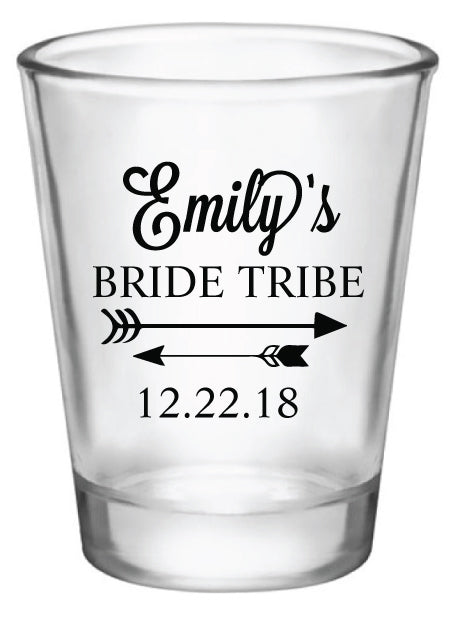 Bridesmaid gifts, bachelorette party shot glasses, personalized bride tribe shot glasses