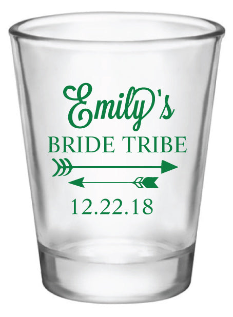 Bridesmaid gifts, bachelorette party shot glasses, personalized bride tribe shot glasses