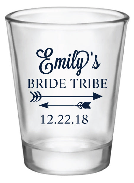 Bridesmaid gifts, bachelorette party shot glasses, personalized bride tribe shot glasses