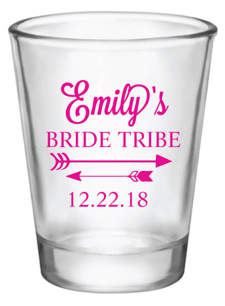 Bridesmaid gifts, bachelorette party shot glasses, personalized bride tribe shot glasses