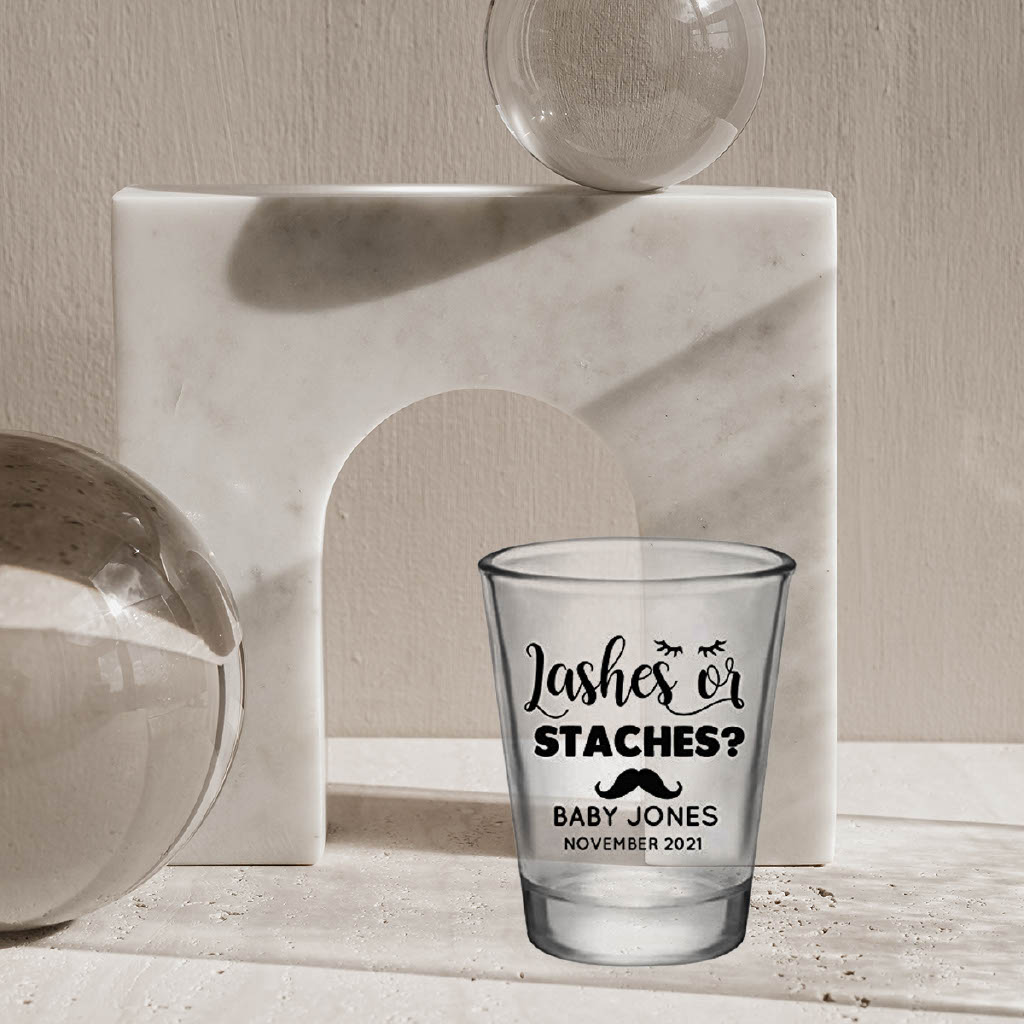 Lashes or Staches - Gender Reveal Shot Glasses