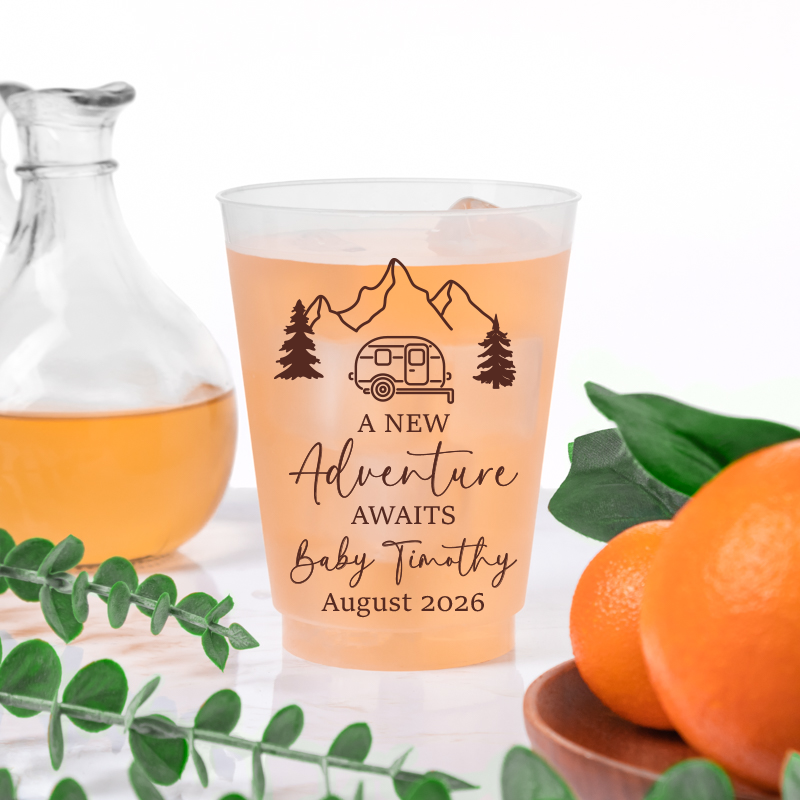 A New Adventure Awaits Baby Shower Frosted Flex Cups