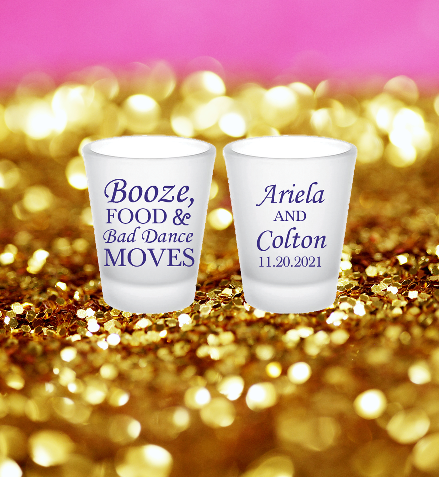 Booze, Food, and Bad Dance Moves Shot Glasses