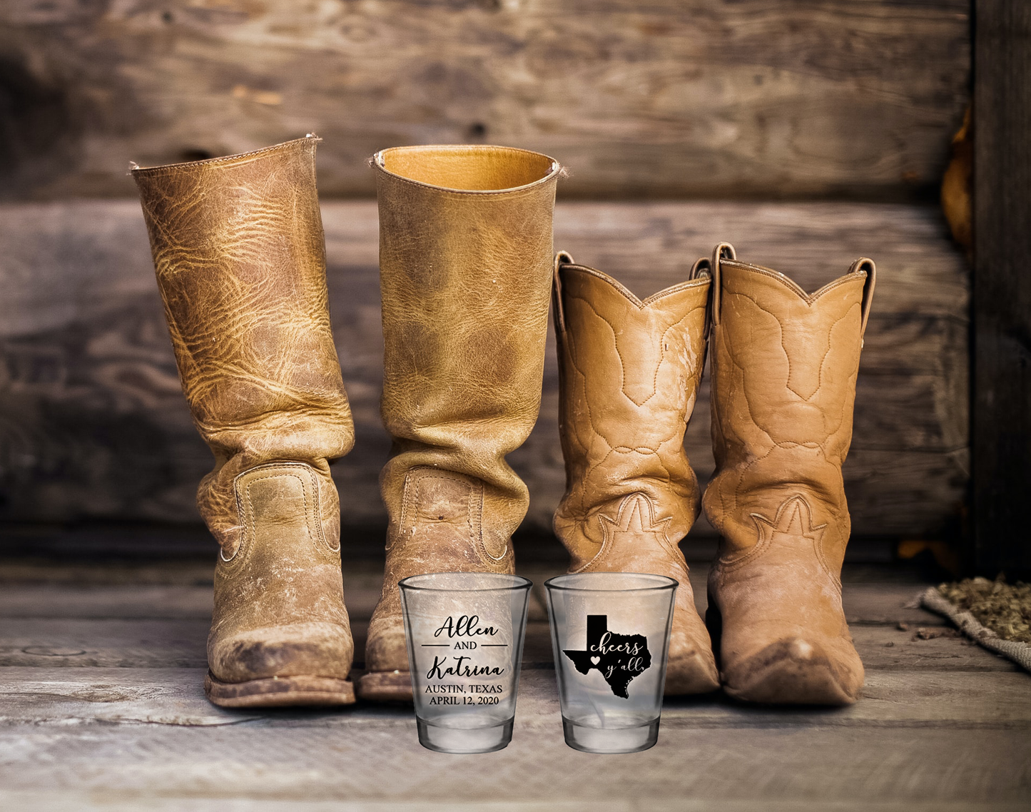 Texas Wedding Shot Glasses