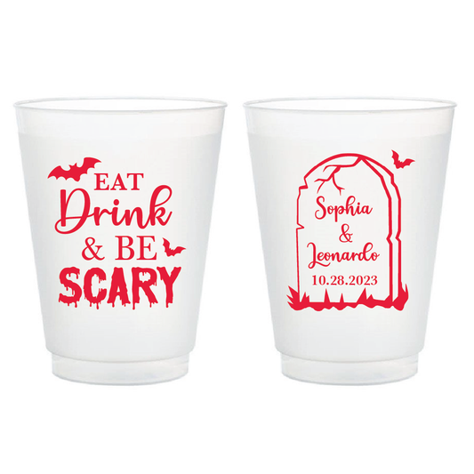 Eat, Drink & Be Scary Frosted Wedding Flex Cups