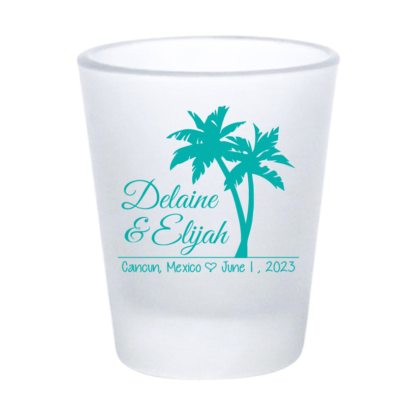 Destination wedding palm tree shot glasses