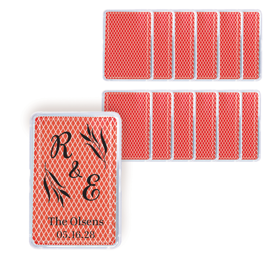 Initials with Leaves Custom Personalized Playing Card Case, Playing Cards Included