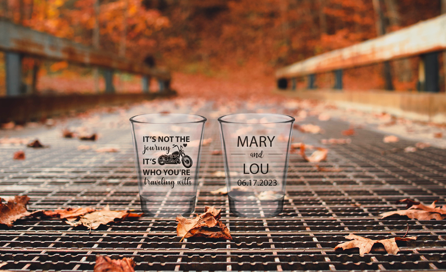 Vasos de chupito para boda en motocicleta