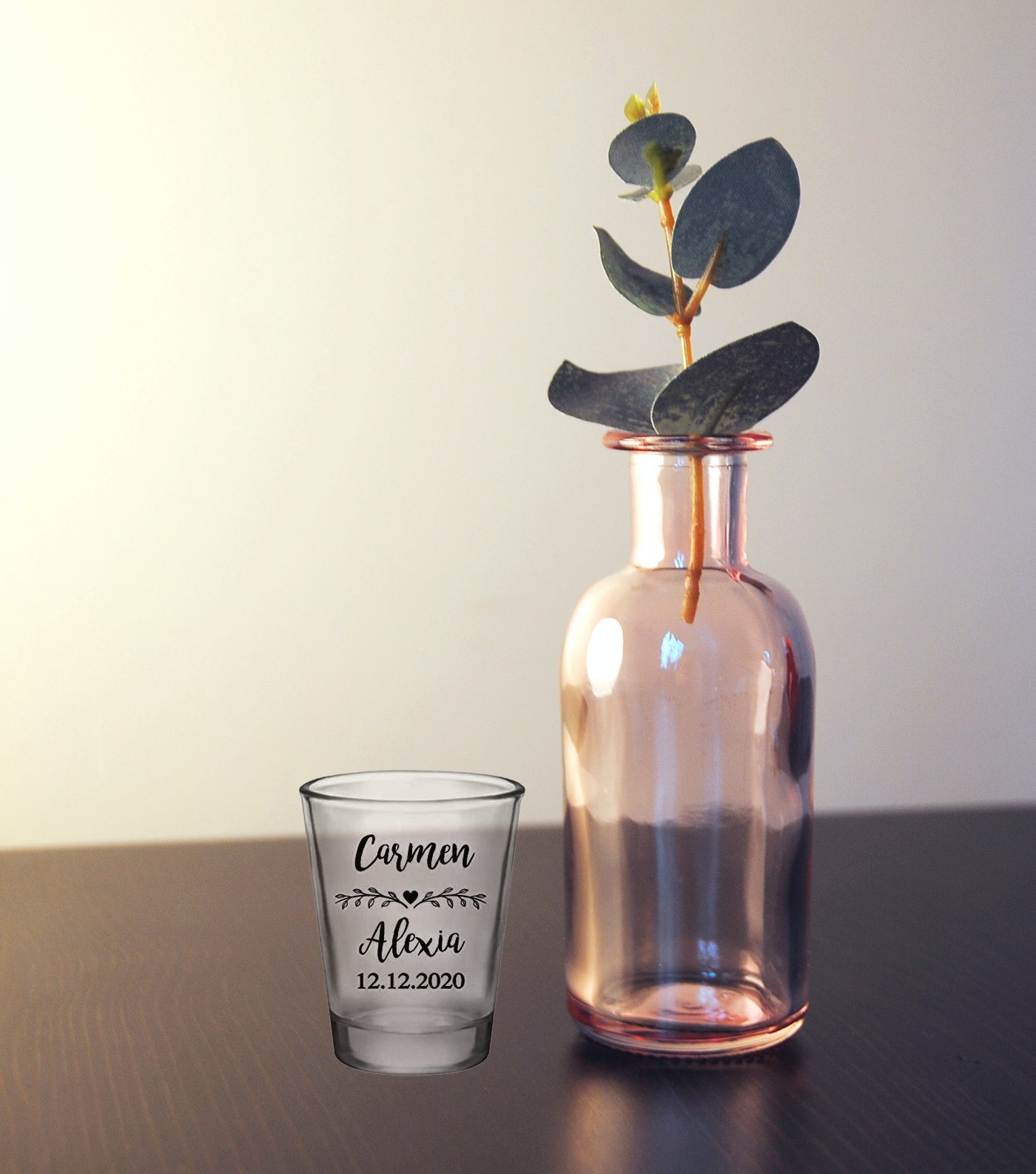 Names & Date Shot Glasses for weddings, vow renewals, anniversaries, and more!