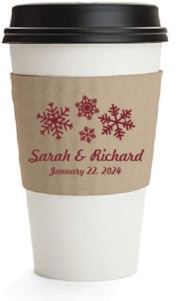 Snowflake wedding coffee cup sleeves