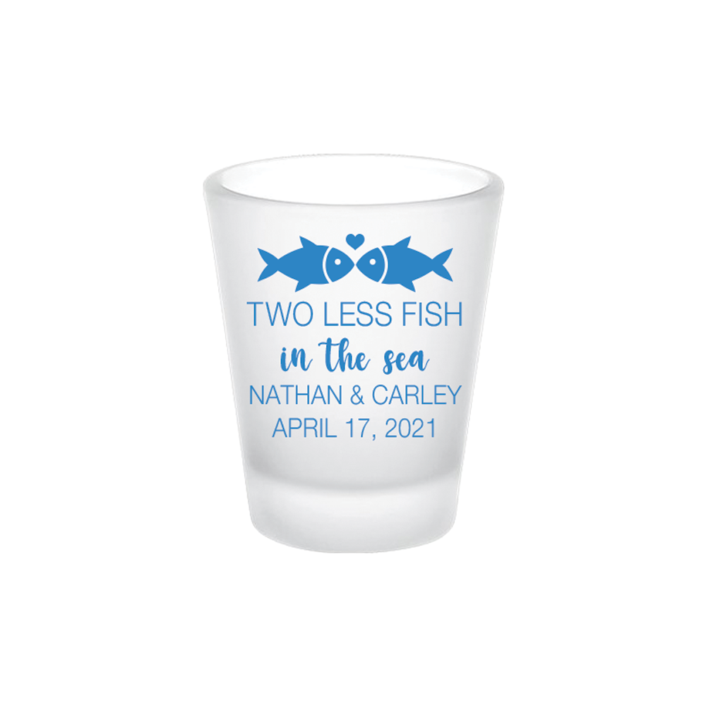 Dos peces menos en el mar, vasos de chupito para bodas