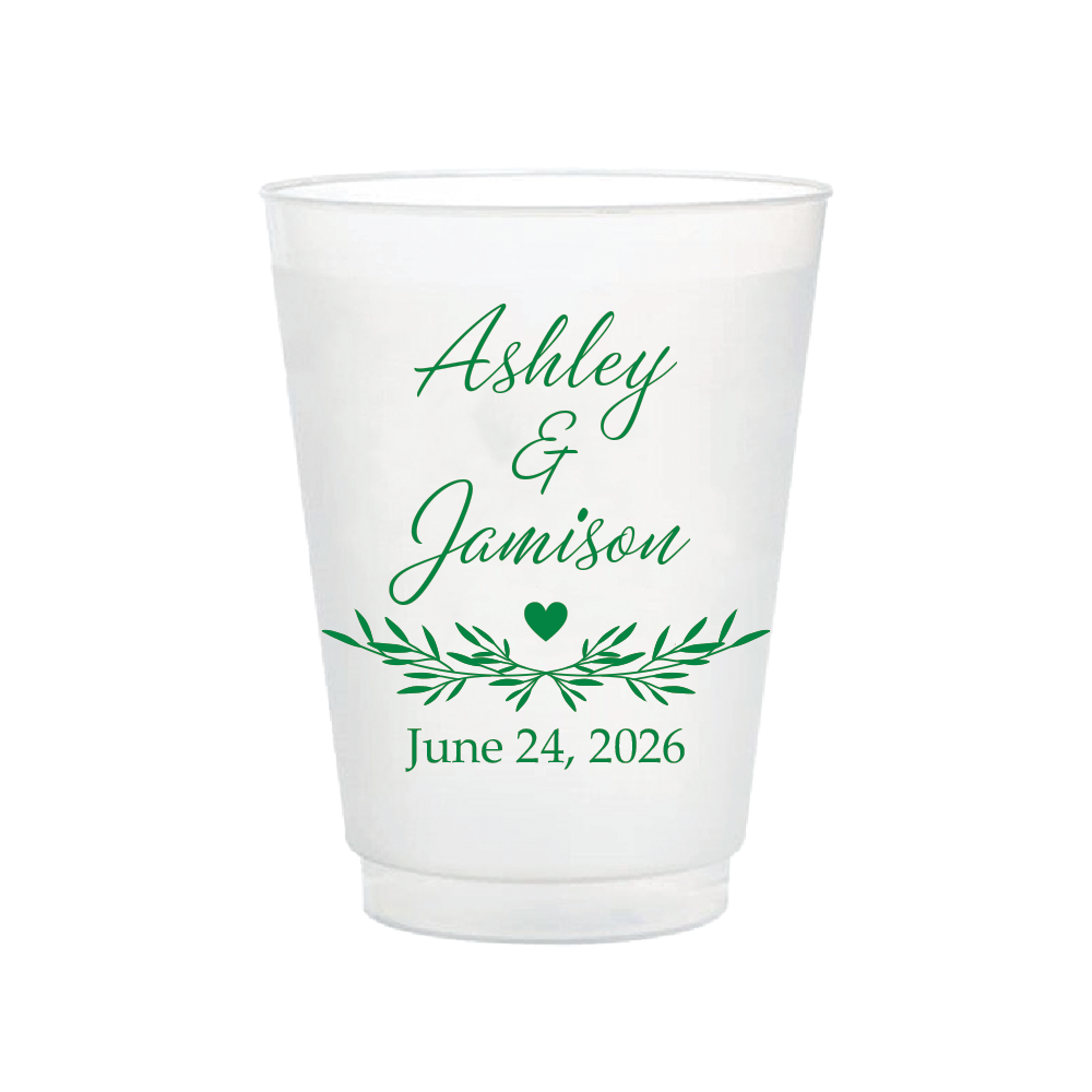 Beautiful Script with Greenery Frosted Flex Cups