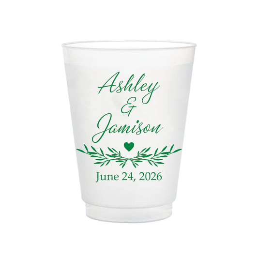 Beautiful Script with Greenery Frosted Flex Cups