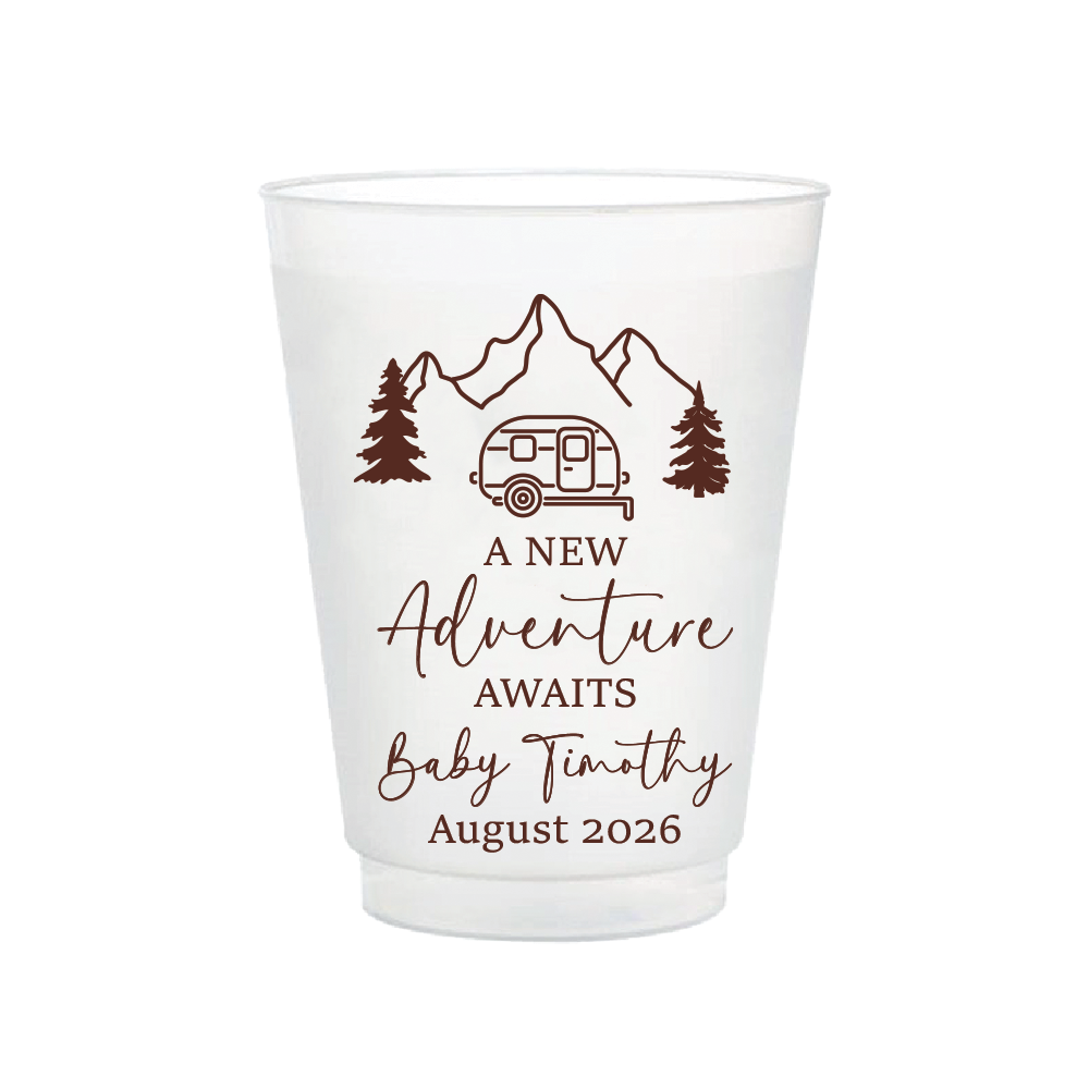 A New Adventure Awaits Baby Shower Frosted Flex Cups
