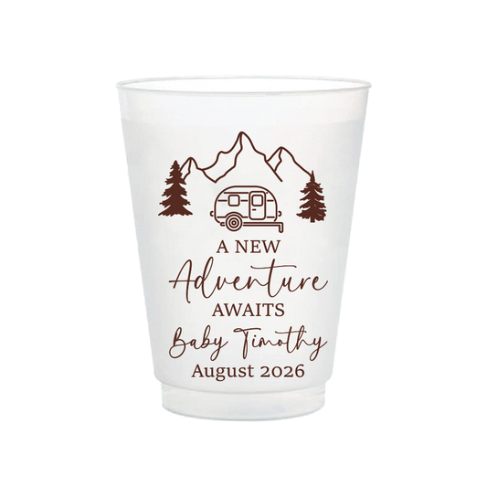 A New Adventure Awaits Baby Shower Frosted Flex Cups