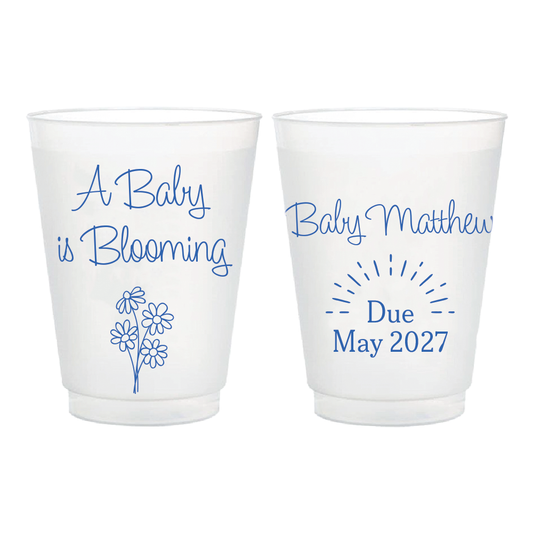 A Baby is Blooming Flower Bouquet Baby Shower Frosted Flex Cups